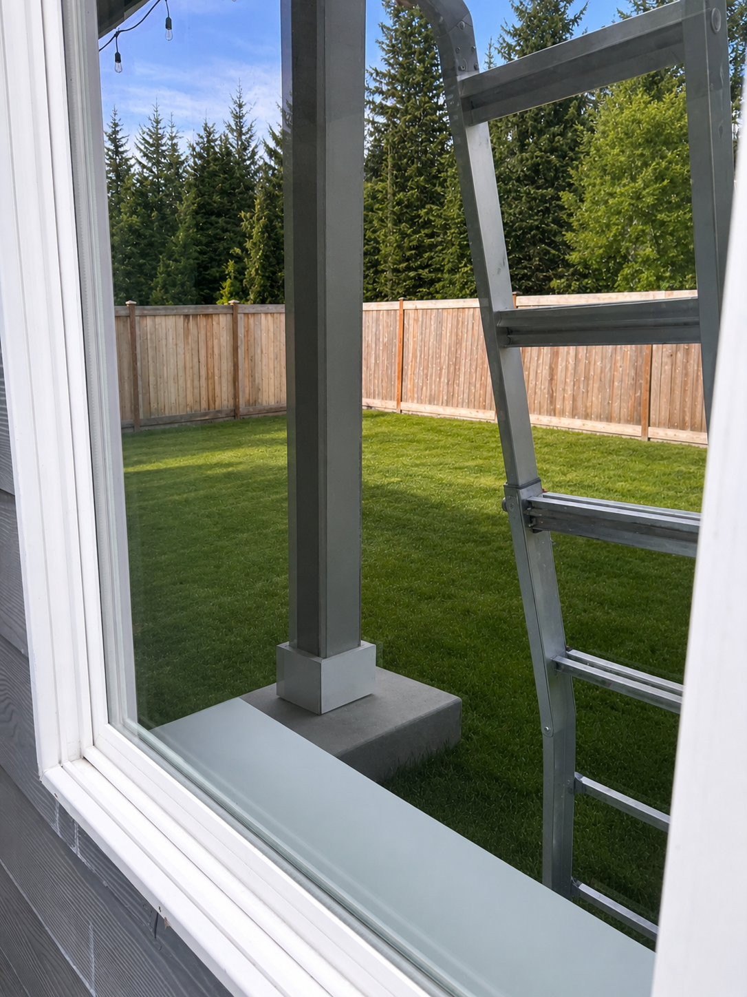 Clean residential windows after service